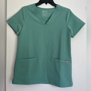 FIGS XS Casma Three-Pocket Scrub Top (Jade)